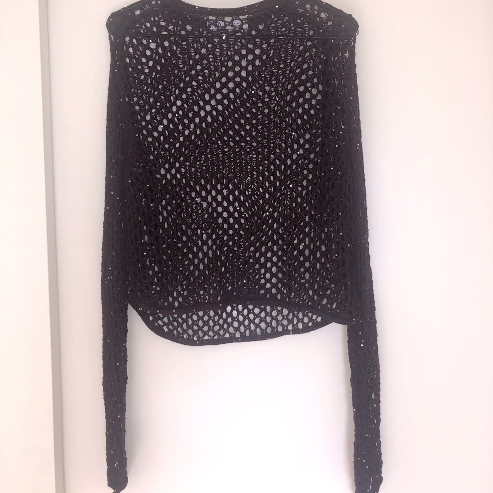 Zara Fish Netted KnitSequin Sparkle Long Sleeve